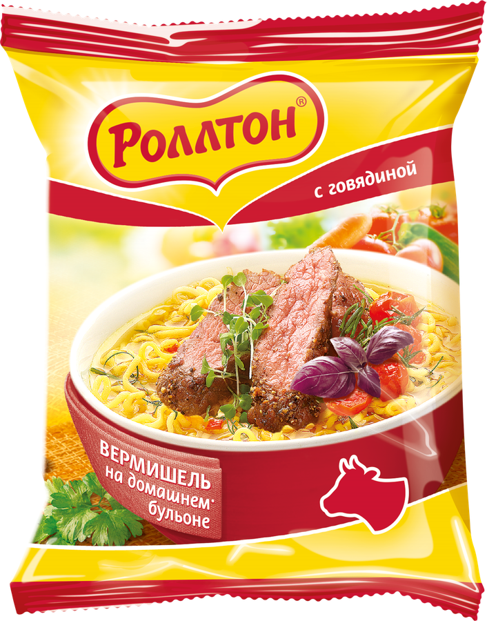 Вермишель РОЛЛТОН На домашнем бульоне с говядиной, 60г
