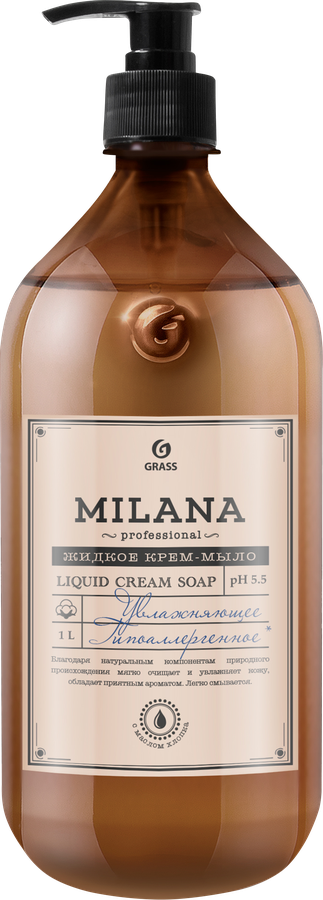 Крем-мыло жидкое GRASS Milana Professional увлажняющее, 1л