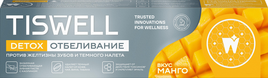 Зубная паста TISWELL Энзимная отбеливающая с каолином, манго, 110г