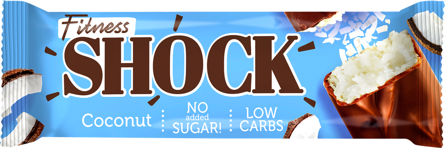 Батончик протеиновый FITNESSHOCK Кокос, глазированный, без сахара, 50г