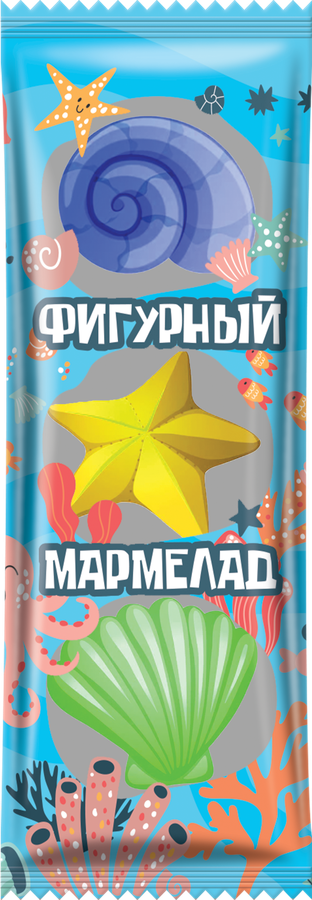 Мармелад жевательный КОНФИТРЕЙД со вкусом лимона/черники/яблока/ананаса, в форме ракушек, 8г