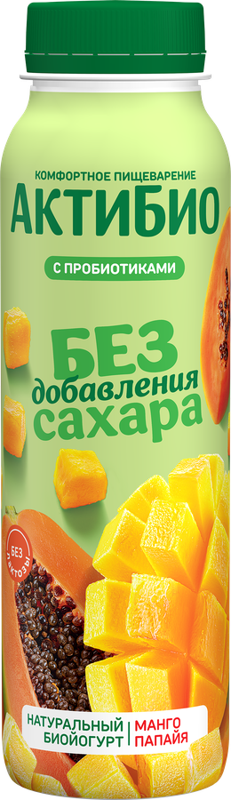 Йогурт АКТИБИО питьевой с манго и папайей без сахара 1,5% без змж