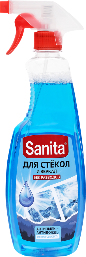Средство-спрей чистящее для стекол SANITA Горная свежесть универсальное, 500мл