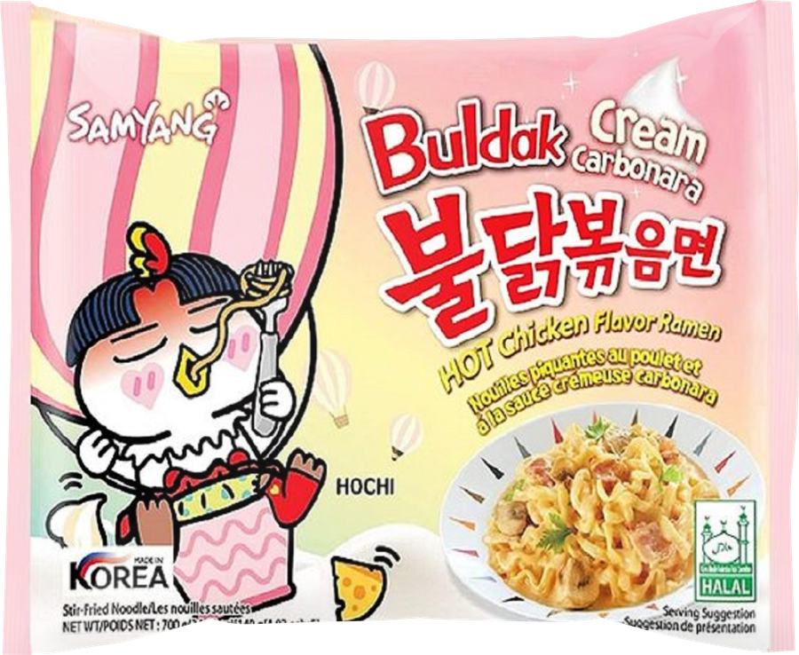 Лапша SAMYANG со вкусом курицы и соуса карбонара, острая, 140г
