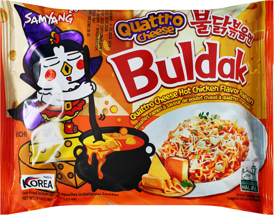 Лапша SAMYANG со вкусом курицы и соуса четыре сыра, острая, 145г