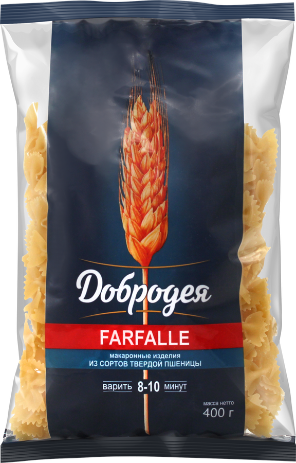 Макароны ДОБРОДЕЯ Farfalle группа А высший сорт, 400г