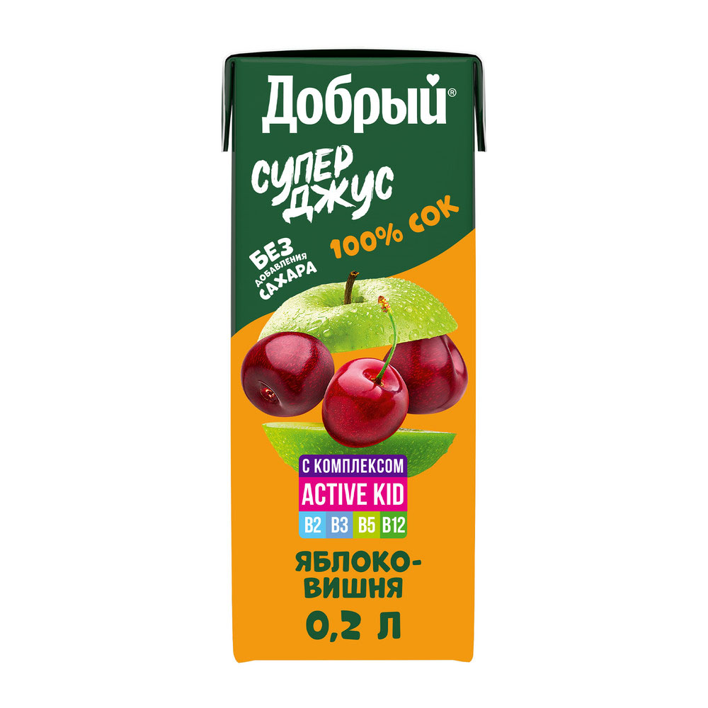 Сок Добрый Супер Джус Эктив Кид Яблоко/вишня 0,2л