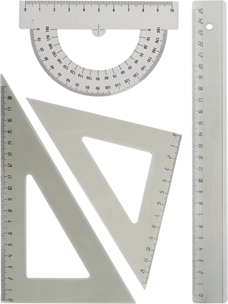 Набор чертежный большой Проф-пресс арт.НЧ-3172 Треугольники 12см/18см+линейка 25см+транспортир прозрачная тонирова