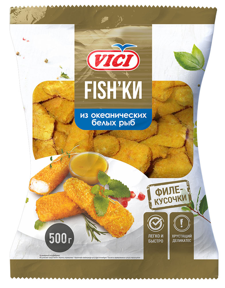 Наггетсы рыбные Vici Fish'ки в золотистой корочке 500г