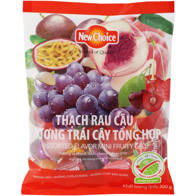 Желе New Choice ассорти с ароматом маракуйи вишни персика и винограда, 300г