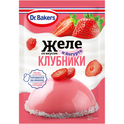 Желе Dr. Bakers сухое со вкусом клубники и йогурта, 33г