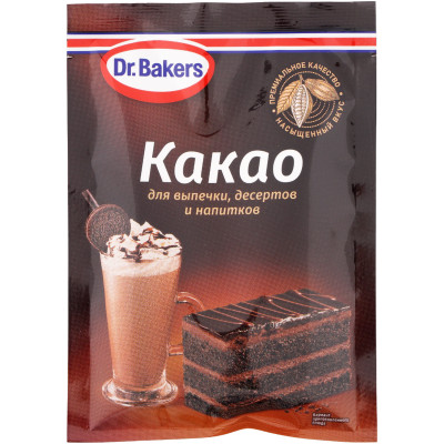 Какао-порошок Dr. Bakers алкализованный, 25г