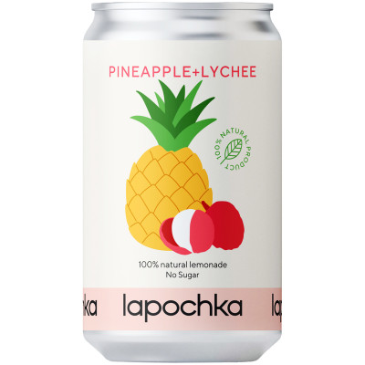 Напиток Lapochka Pineapple + Lychee с соком ананас-личи, 330мл