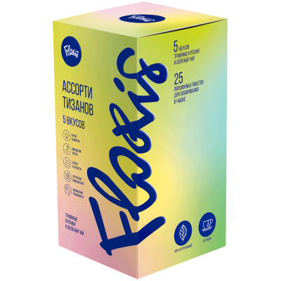 Ассорти тизанов Floris 5 вкусов травяные купажи и зеленый чай, 50г