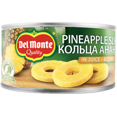 Ананасы Del Monte кольца в соке, 220г