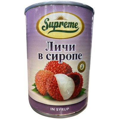 Личи Supreme целые в лёгком сиропе консервированные, 565г