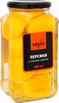 Персики Vegda Product в лёгком сиропе, 880г