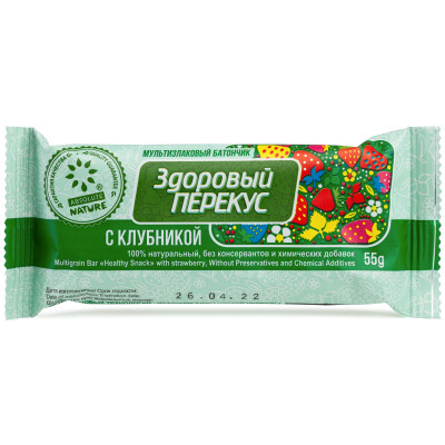 Батончик-мюсли Здоровый Перекус клубника, 55г
