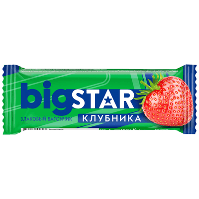 Батончик Big Star злаковый с клубникой, 40г