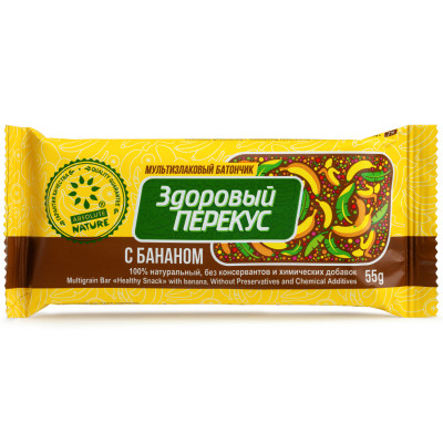 Батончик-мюсли Здоровый перекус с бананом, 55г