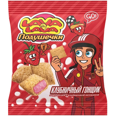 Подушечки Lava Lava хрустящие с начинкой со вкусом клубники, 35г