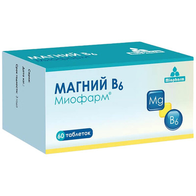 БАД к пище Miopharm Магний В6, 60табл