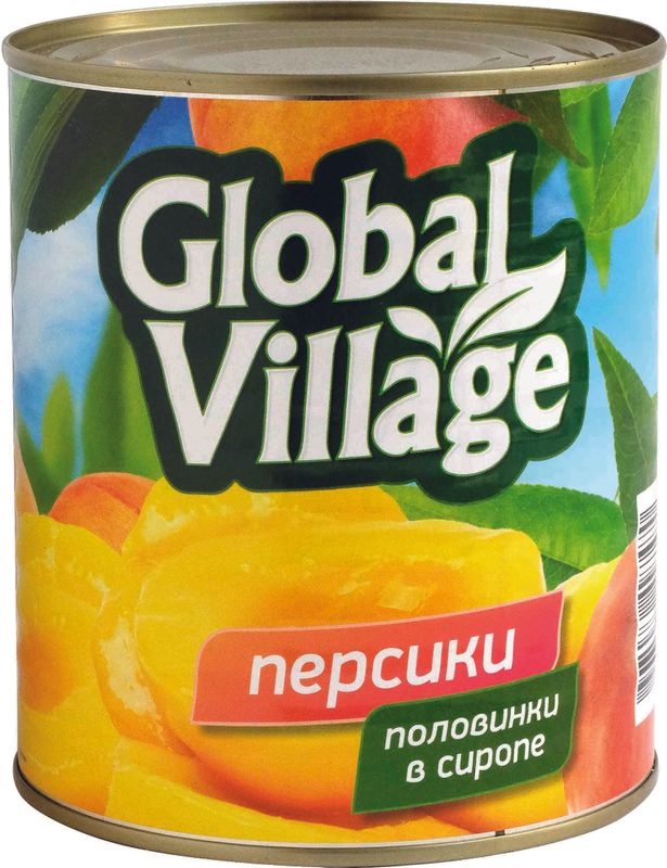 Персики Global Village половинки в сиропе 820г