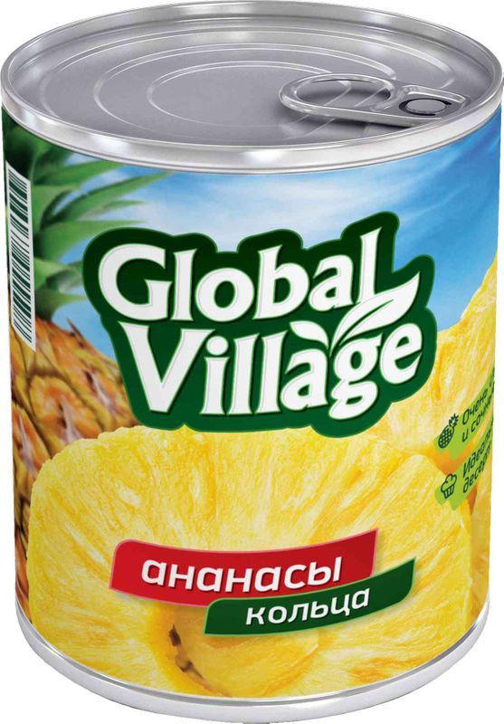 Ананасы Global Village кольца 580г