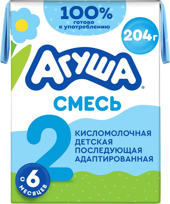 Смесь кисломолочная детская Агуша 3.4% с 6 месяцев 204г