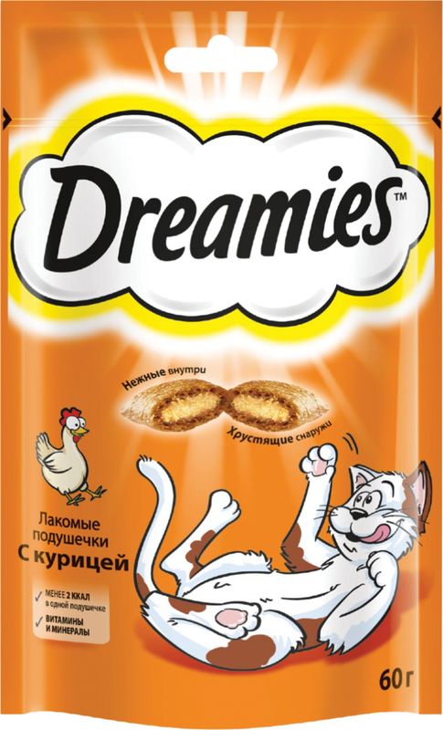 Лакомство Dreamies подушечки с курицей для кошек 60г