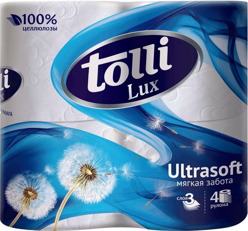 Туалетная бумага Tolli Lux Ultrasoft 3 слоя 4шт.