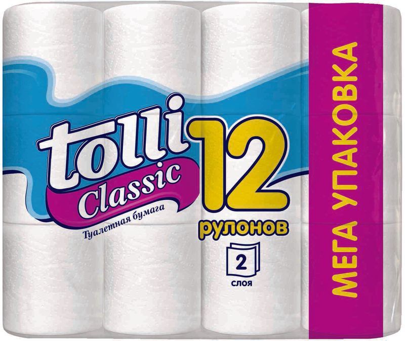 Туалетная бумага Tolli Classic 2 слоя 12шт.