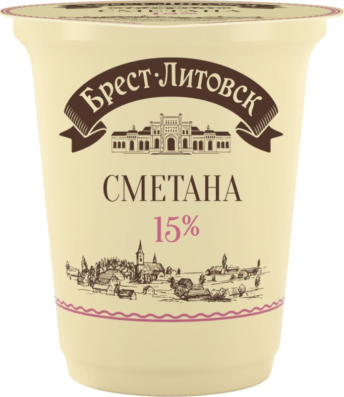 Сметана Брест-Литовск 15% БЗМЖ 300г