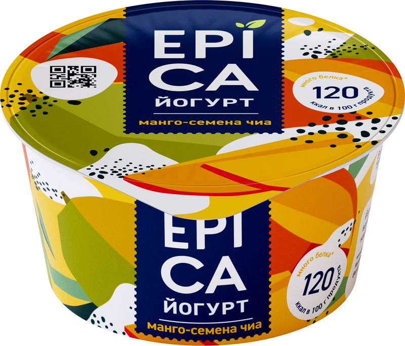 Йогурт Epica с манго и семенами чиа 5% 130г