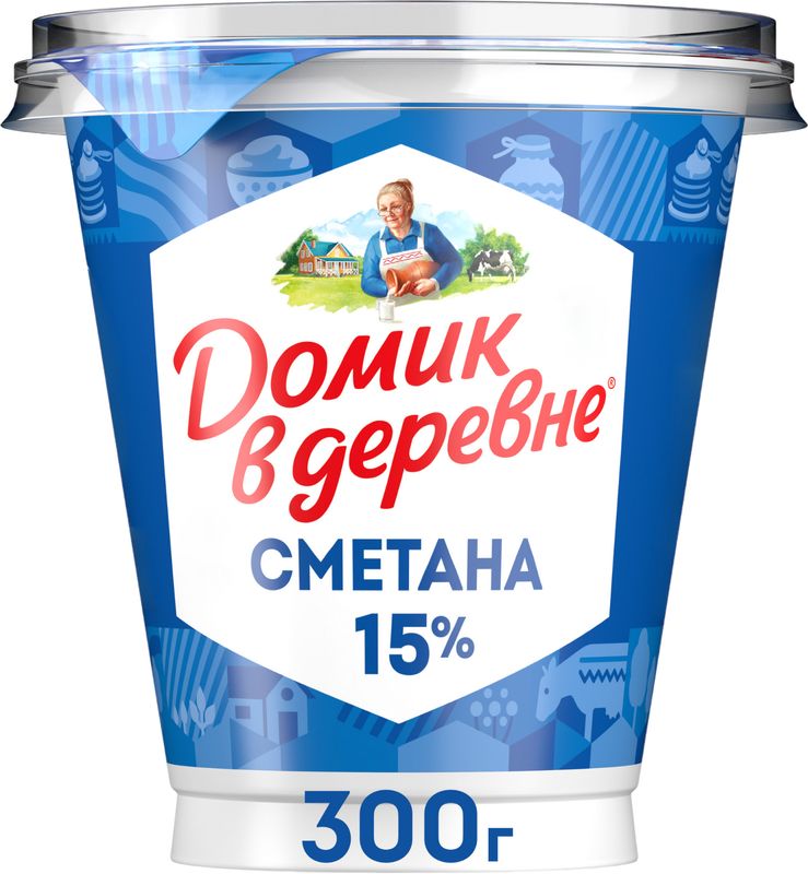 Сметана Домик в деревне 15% БЗМЖ 300г