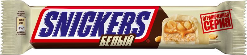 Батончик шоколадный Snickers Белый жареный арахис-карамель-нуга 2х45г