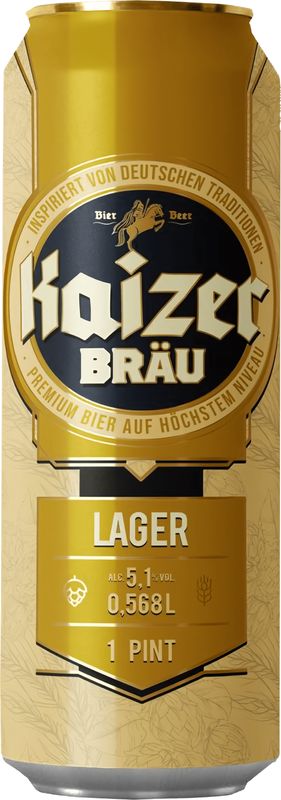 Пиво светлое Kaizer Brau Lager 5.1% 0.568л