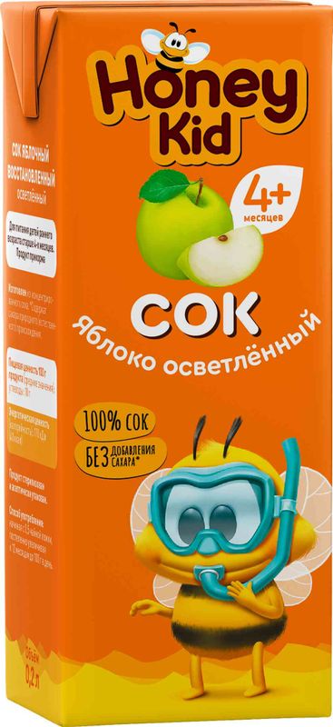 Сок Honey Kid яблочный восстановленный осветленный для детей с 4 мес. 0.2л